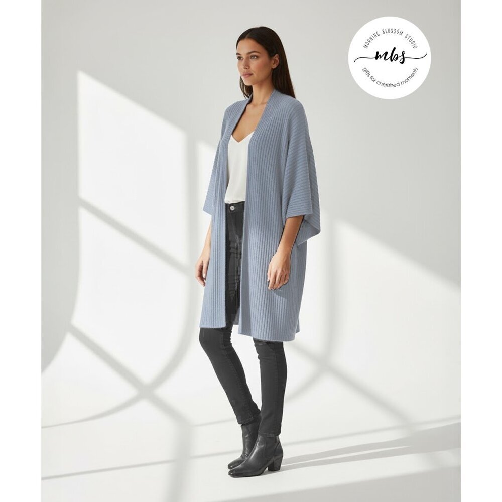 NWT Current Air at‎ Anthropologie Kimono Oversized Cardigan Blue Women M/L
